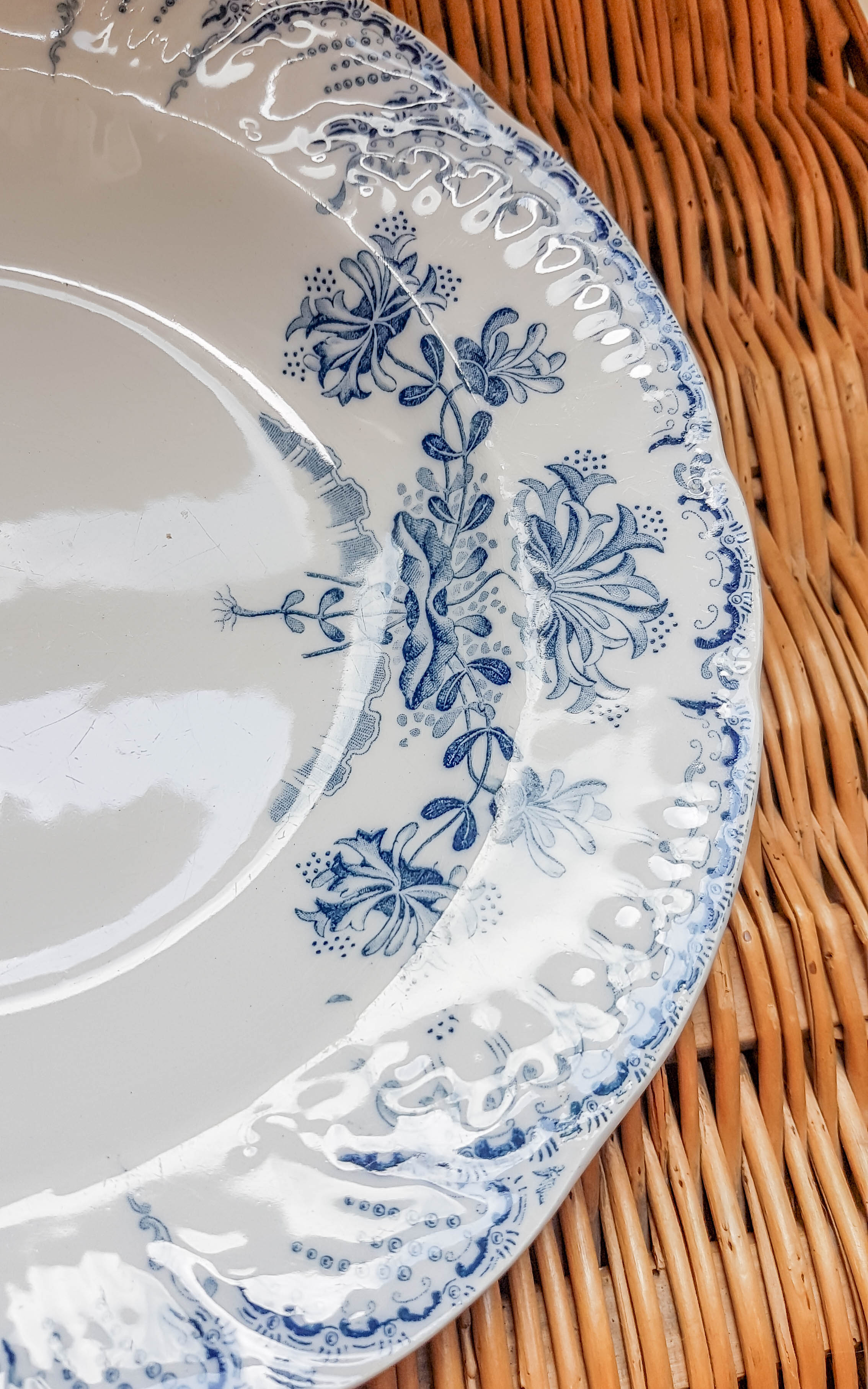 Set of 2 blue flower soup plates "Régence" st Amand and Hamage