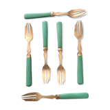 Set of brass dessert forks