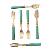 Set of brass dessert forks