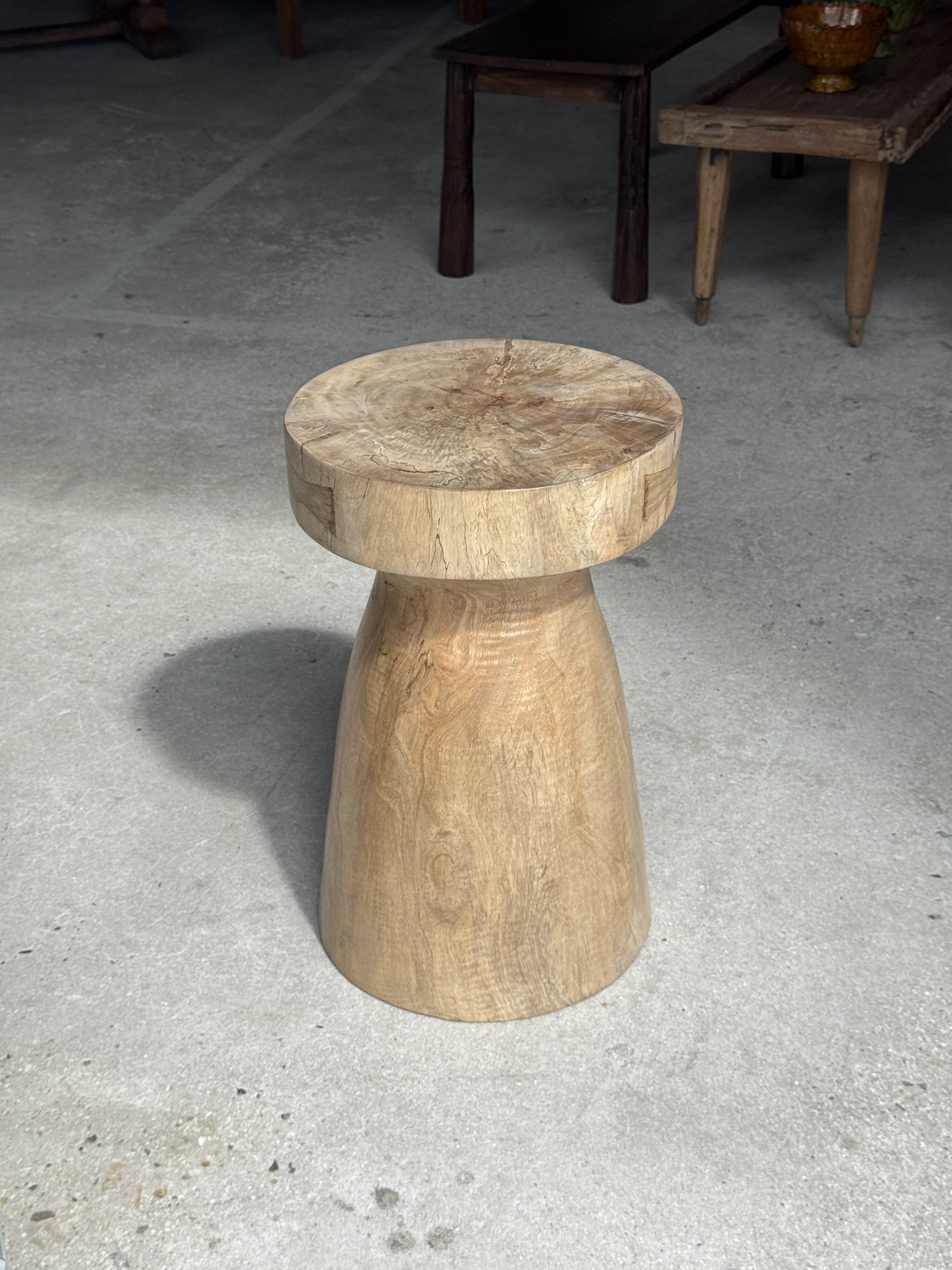 Stool, side table, end table in natural solid mango wood.