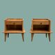 Pair of bedside feet compass solid oak vintage 1950