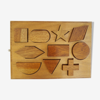 Puzzle vintage forme géométrique en bois