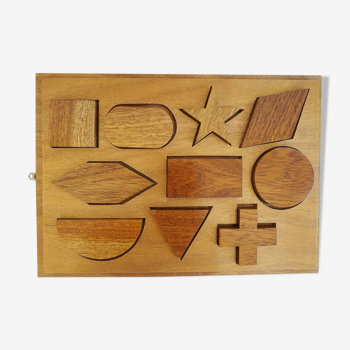 Vintage geometric shape wooden puzzle