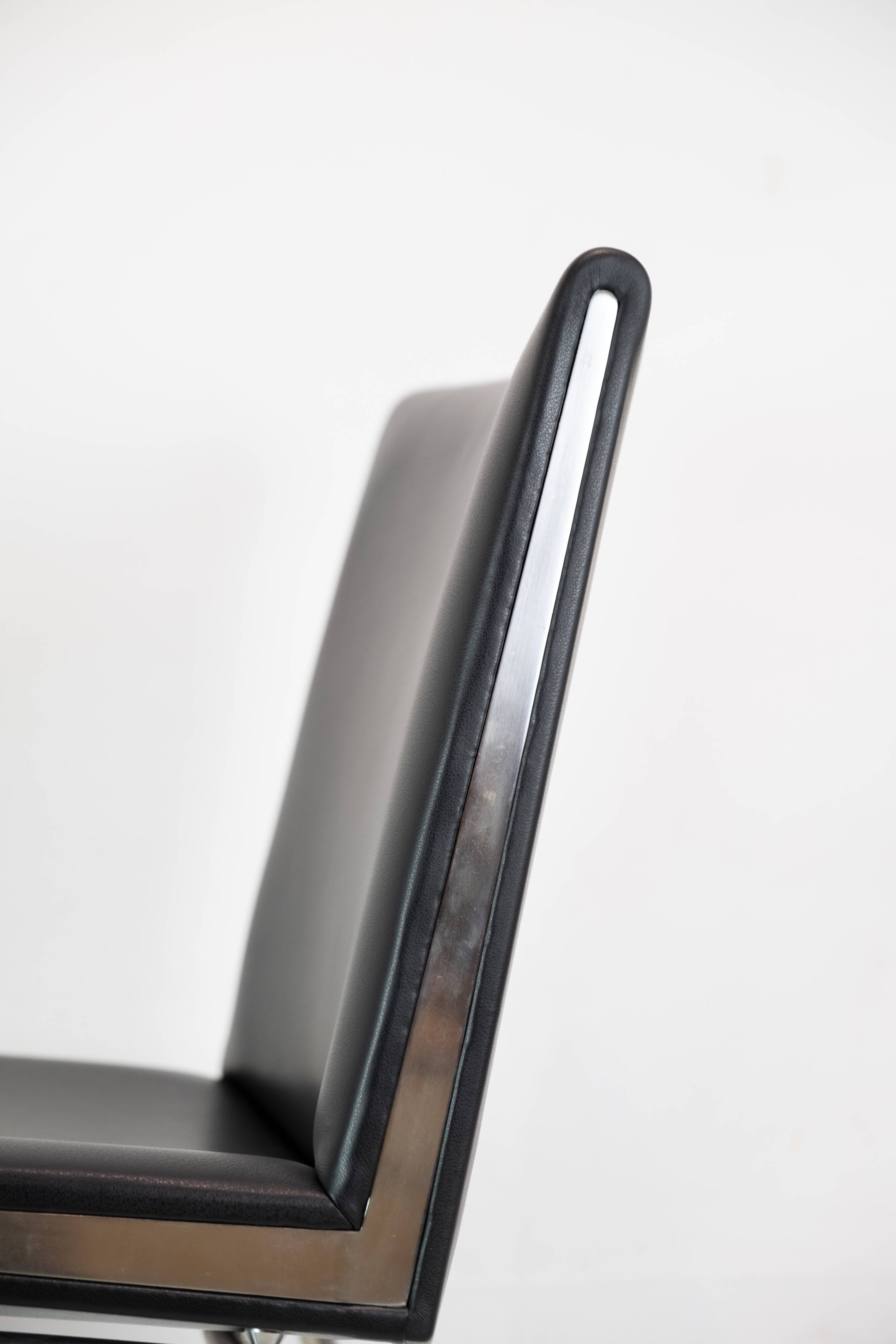 Kastrup chairs  In Black leather, Model CH401 By Hans J. Wegner  Made By Carl Hansen & Søn