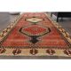 1970s Vintage Turkish Oushak Handmade Wool Cotton Red Runner Rug 116x267