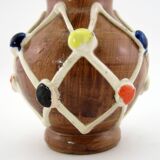 Small brown ceramic vase - Harlequin decor - Fratelli Fanciullacci Italy - vintage 50s
