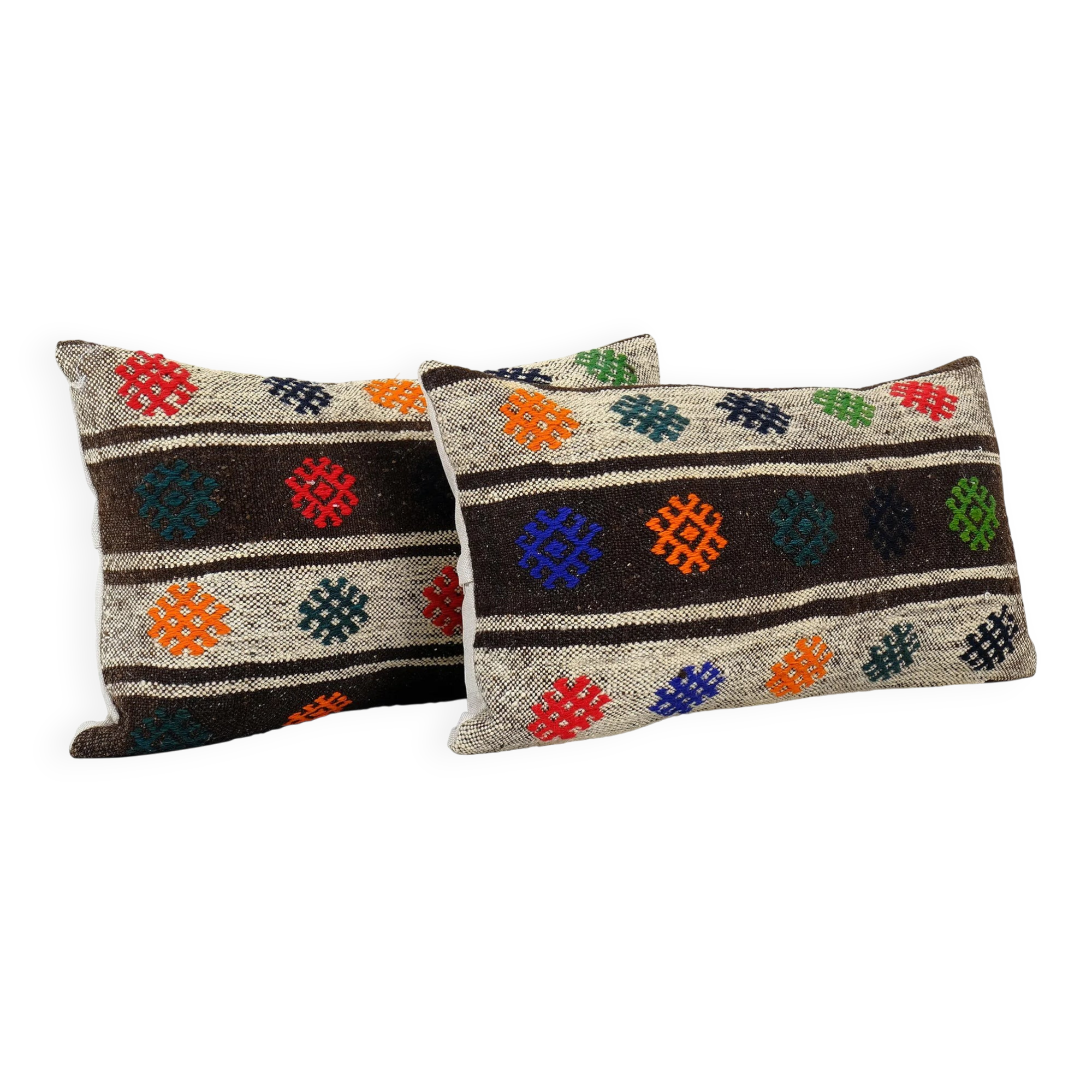 Set of 2 vintage kilim cushion covers 30x61 cm