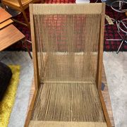 Sculptural lounge chair in oak w/ paper cord