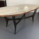 Vintage Italian wood and white marble dining table from 1950s