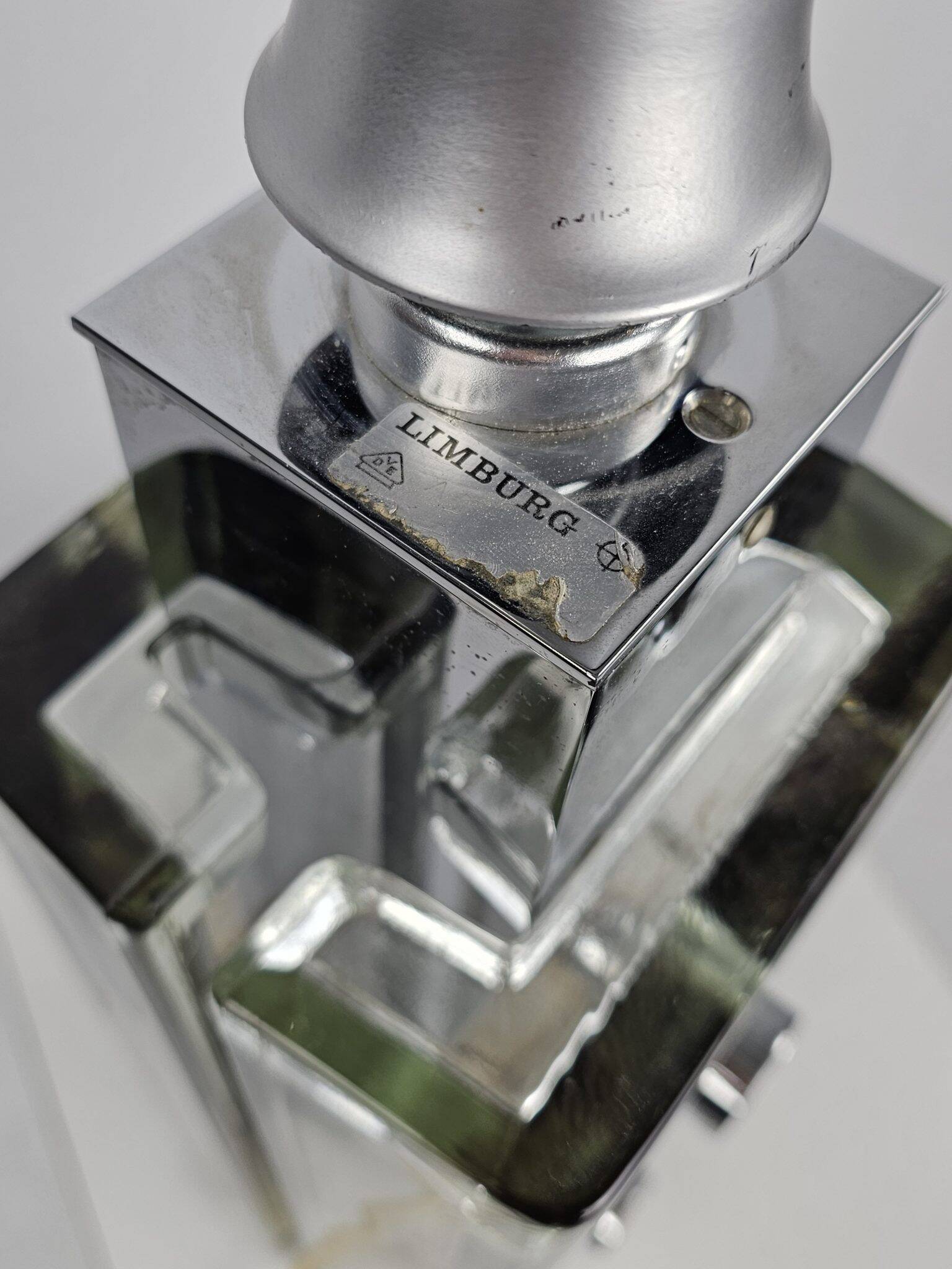 Table lamp from Glashutte Limburg thick glass floral theme