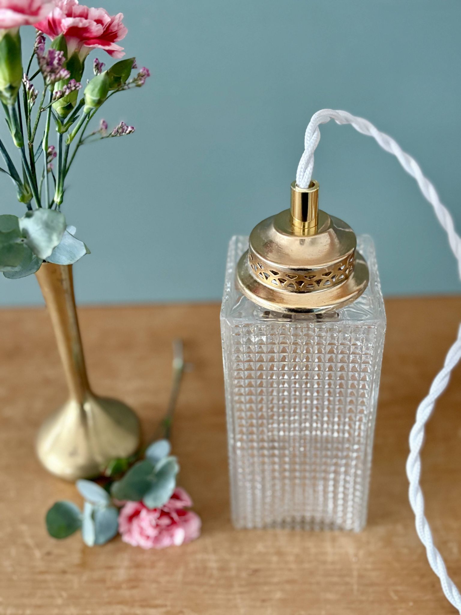 Baladeuse ou lampe à poser globe vintage en verre