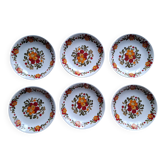 Set 6 assiettes Moulin des Loups fleurs rouges