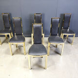 Vintage French brass dining chairs, set of 6 - 1970s