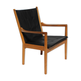 Fauteuil, modèle 1788, en cuir noir conçu par Hans J. Wegner