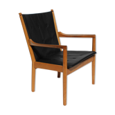 Fauteuil, modèle 1788, en cuir noir conçu par Hans J. Wegner