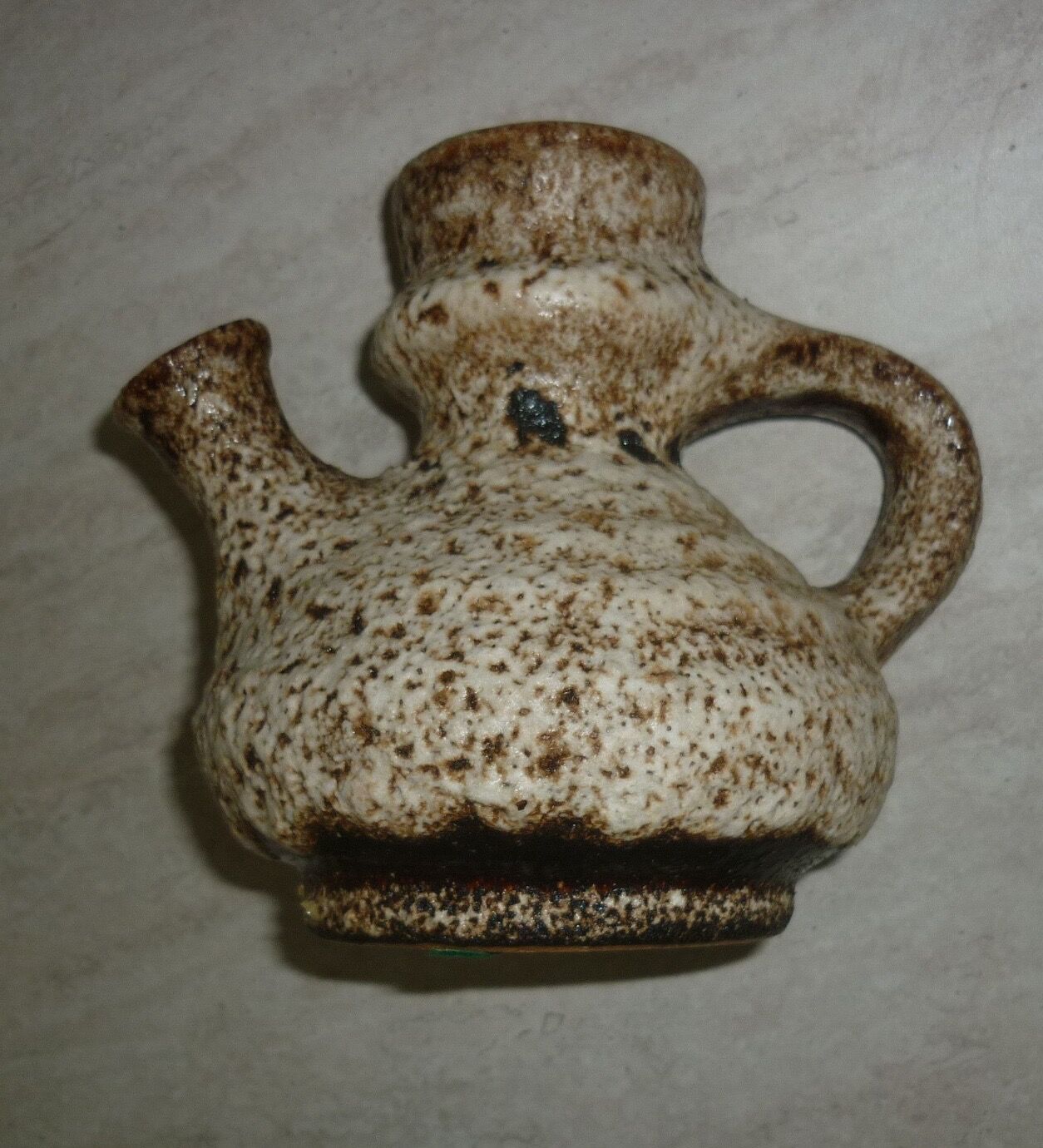 Ceramic pitcher fat lava greige and brown
