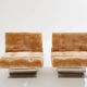 Pair of steel and Mohair velvet armchairs by François Monnet 1970