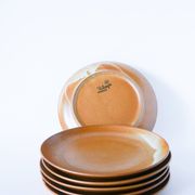 Set of 6 flat stoneware plates, 1970 - 24 cm
