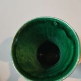Vintage green ceramic vase signed numbered Longchamp France 1769