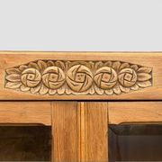Parisian wardrobe with bevelled glass, blonde oak, Art Deco 1930.
