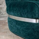 Pair of Beka armchairs in green velvet