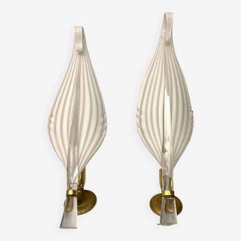 Large Venetian Murano Glass Sconces by Seguso 1960’s