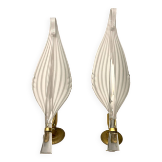 Large Venetian Murano Glass Sconces by Seguso 1960’s