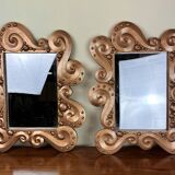 According to the model “the waves” by Jean Boggio: pair of designer gold mirrors circa 1980