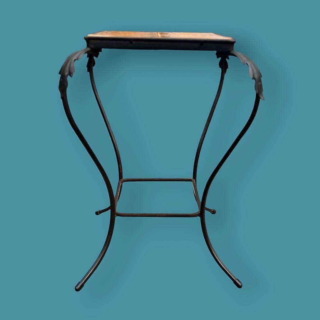 Vintage side table in wrought iron & ceramic – 1960s