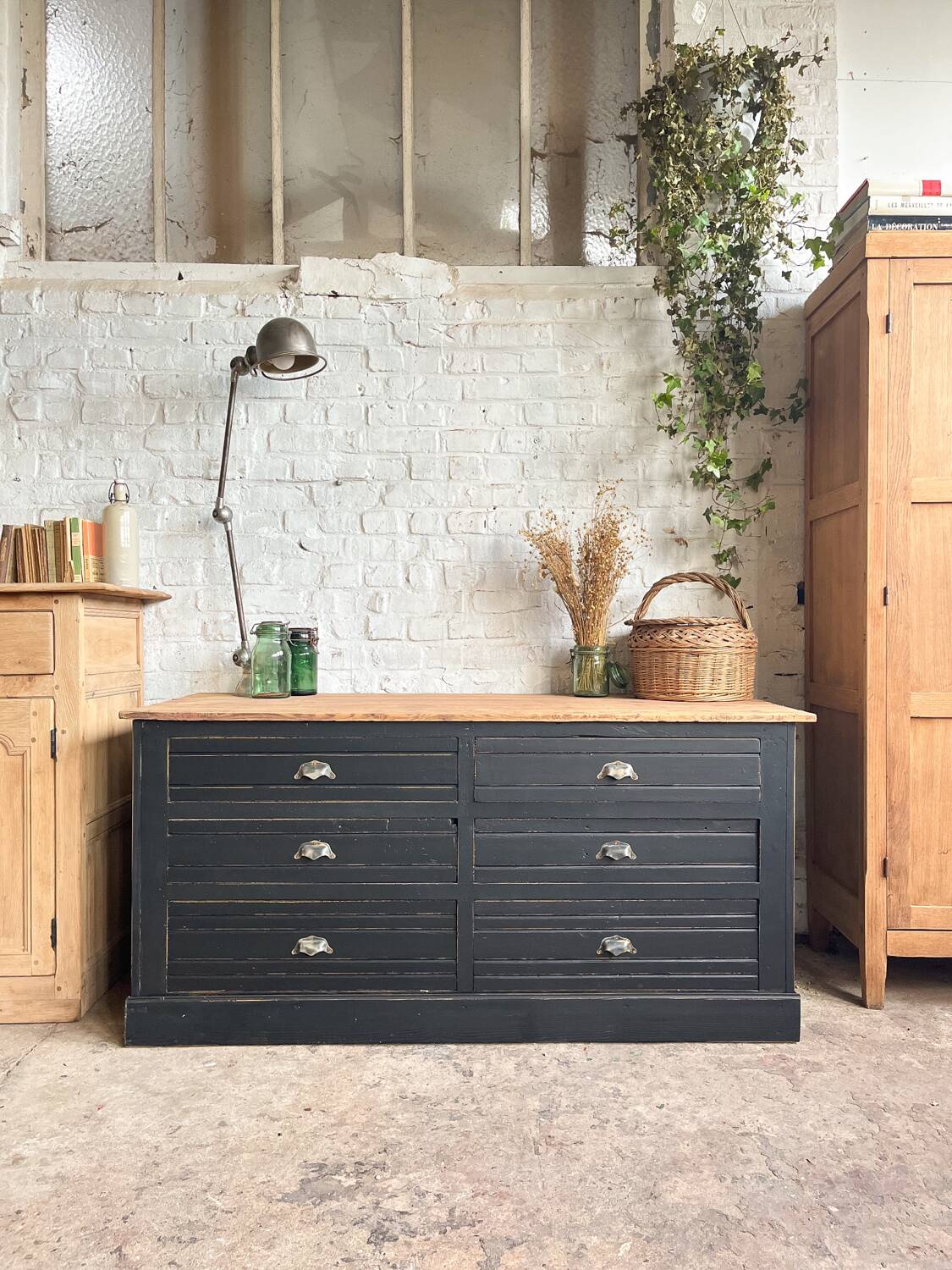 Old trade furniture with black patina