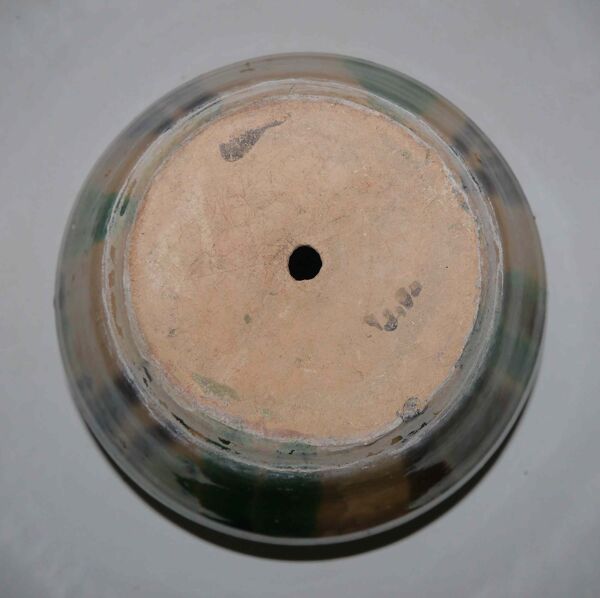 Cache pot vernissé style Poteries d'Albi en terre cuite