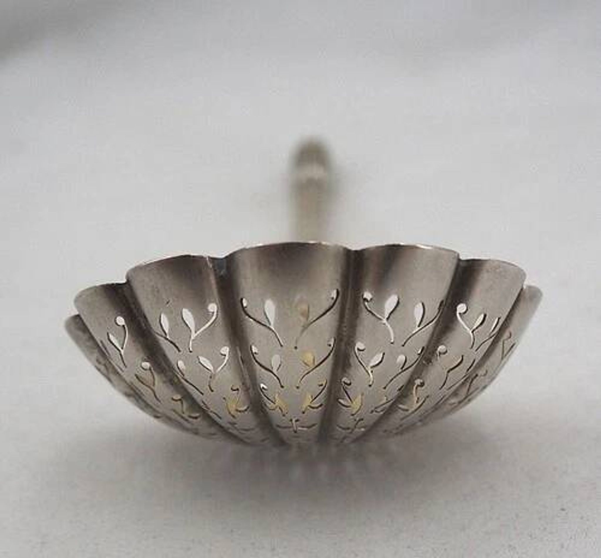 Puiforcat, sugar spoon, solid silver, Russian-style handle, vermeil.