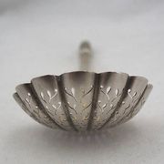 Puiforcat, sugar spoon, solid silver, Russian-style handle, vermeil.
