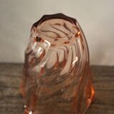 Rosaline vase, pink octagonal vintage glass