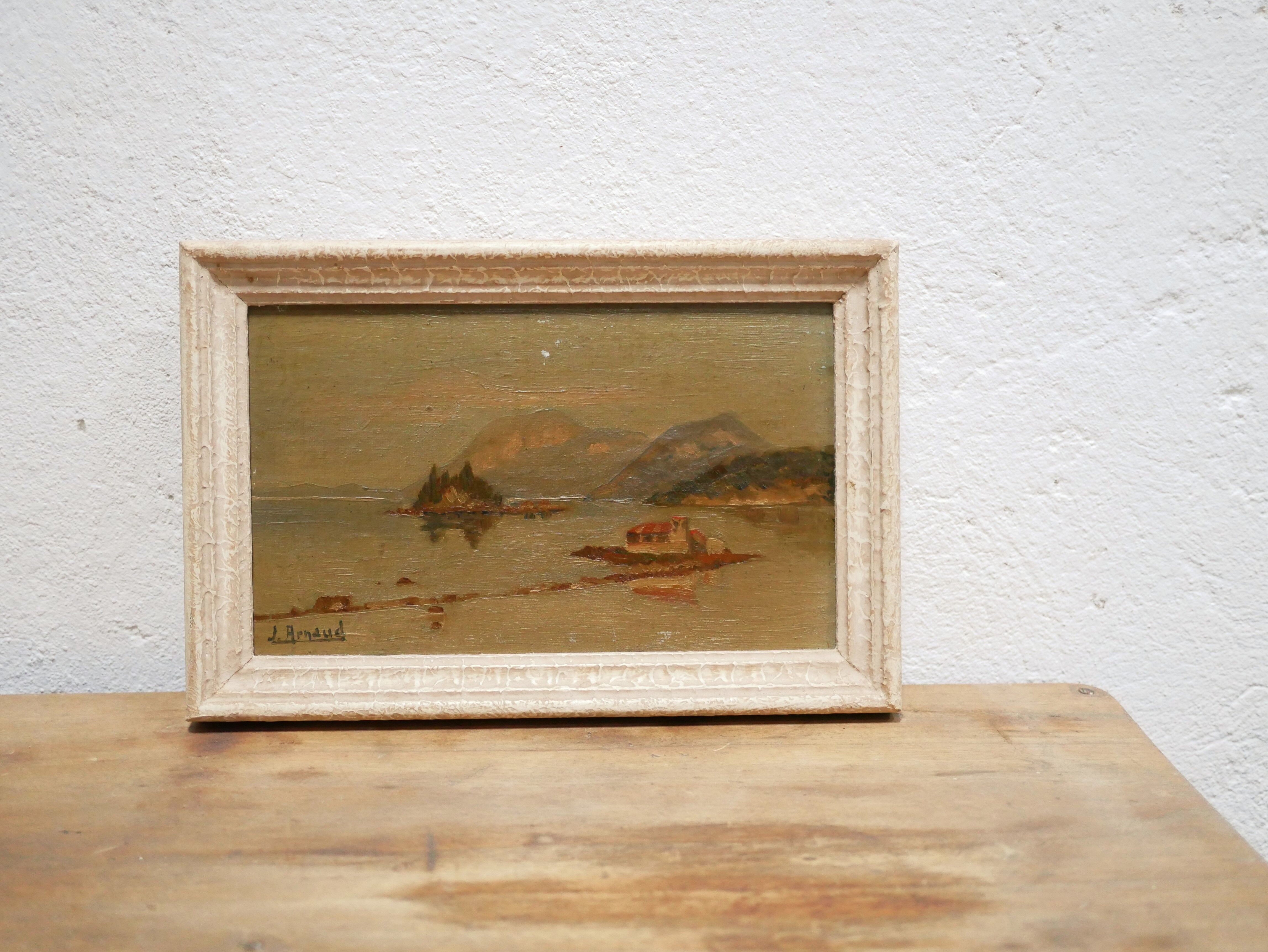 Vintage painting, oil on panel signed J. Arnaud