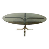 Coffee table in metal and smoked glass from the 70s