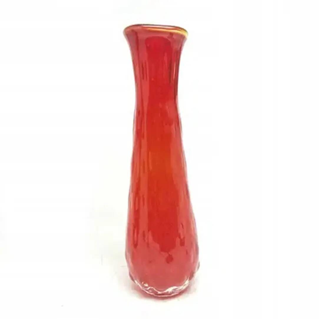 Bean vase, red glass, Ząbkowice, Poland, 1970s