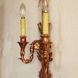 Wall lamp wrought iron and gold leaf. France, 1950s.