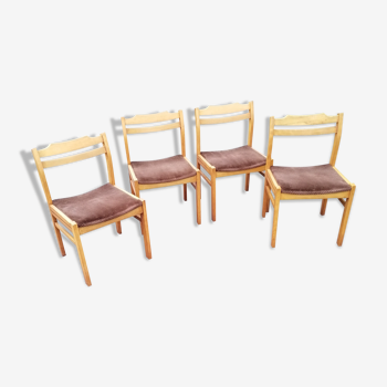 4 old Scandinavian chairs vintage teak 1960