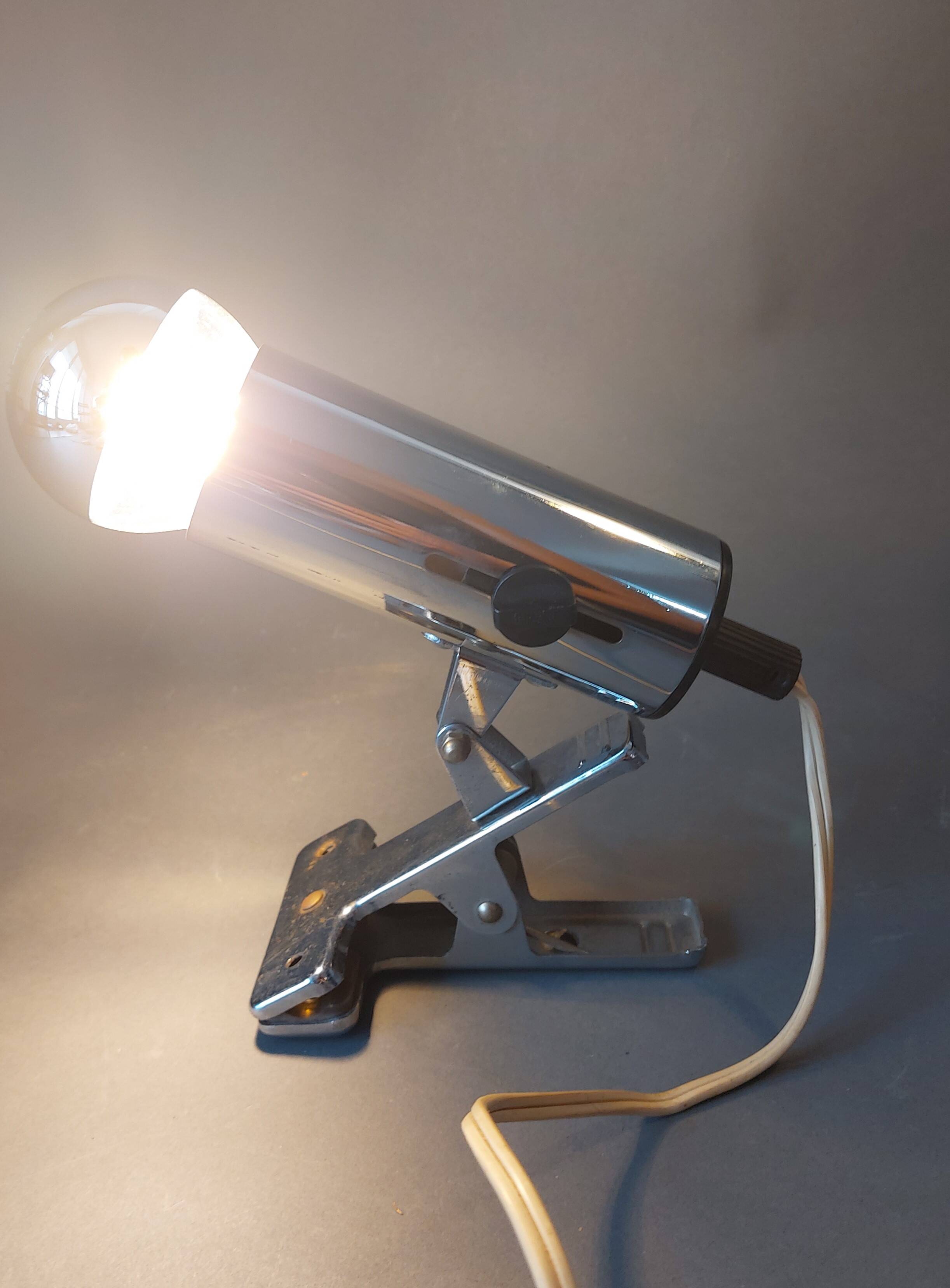Chrome clip-on spotlight Targetti 1960, Italy.
