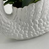 Vintage swan pot holder in white and gold ceramic