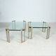 2 tables basses avec plateau en verre et pieds en laiton par Peter Ghyczy, 1970s