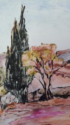 Small contemporary painting Provençal landscape