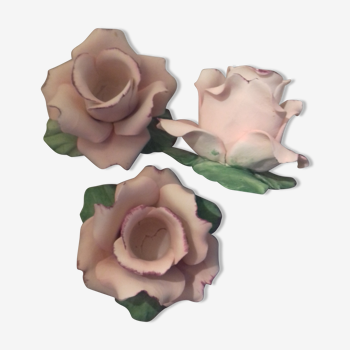 Suite de trois bougeoirs rose romantiques