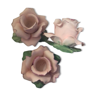 Suite of three omani pink candlesticks