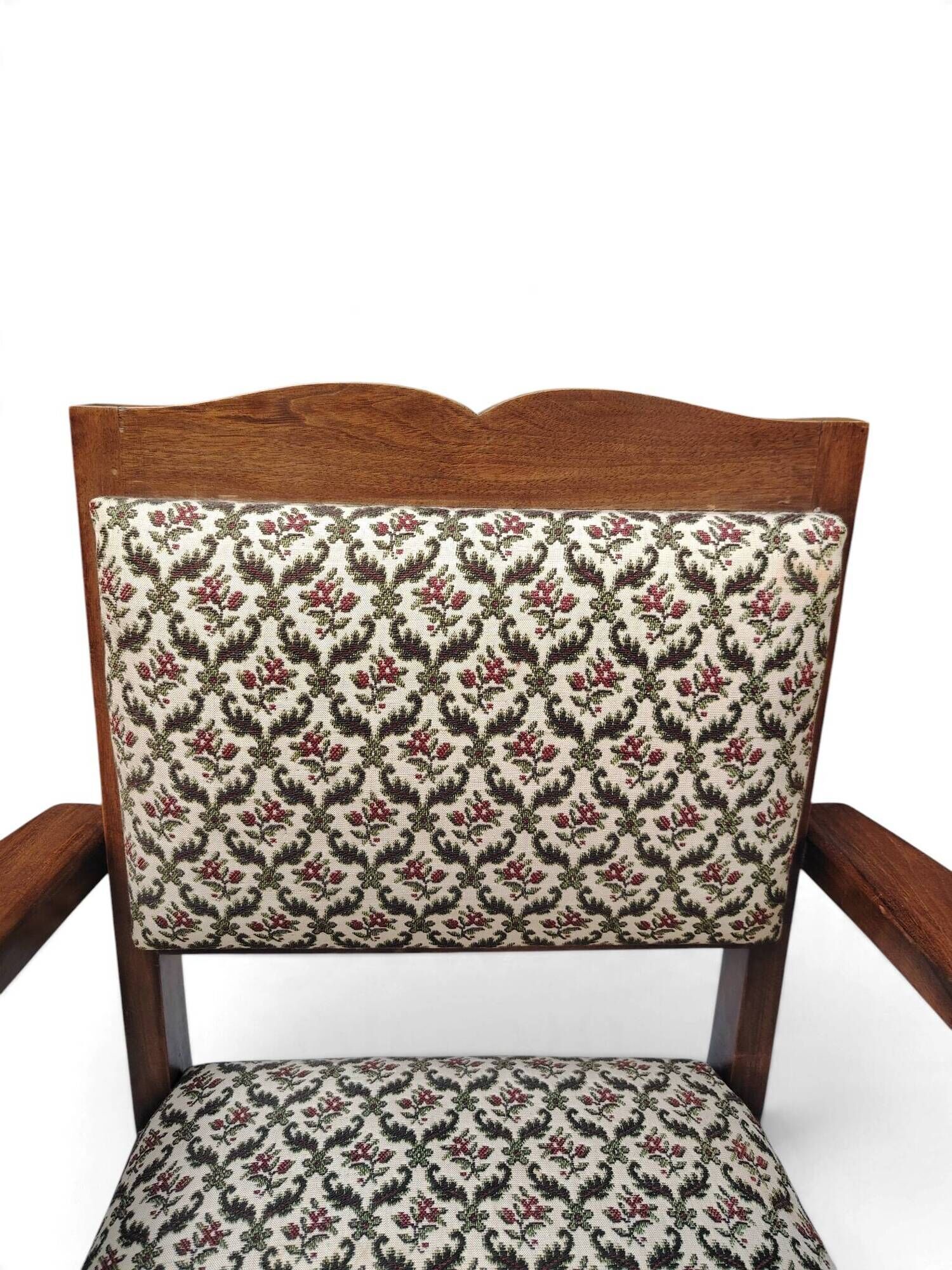 Art Deco armchair with a moustache backrest and curved armrests from the 1930s.