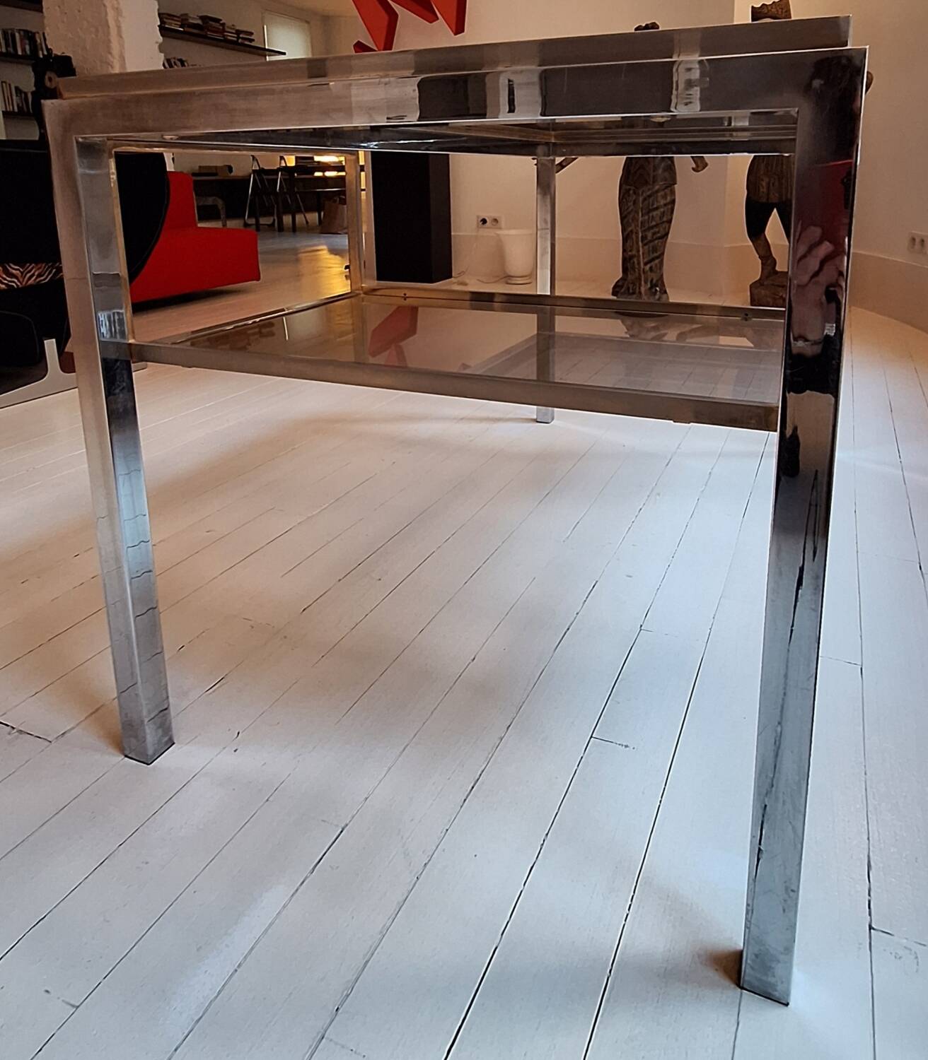 1970s glass and chrome design desk attributed to Willy Rizzo