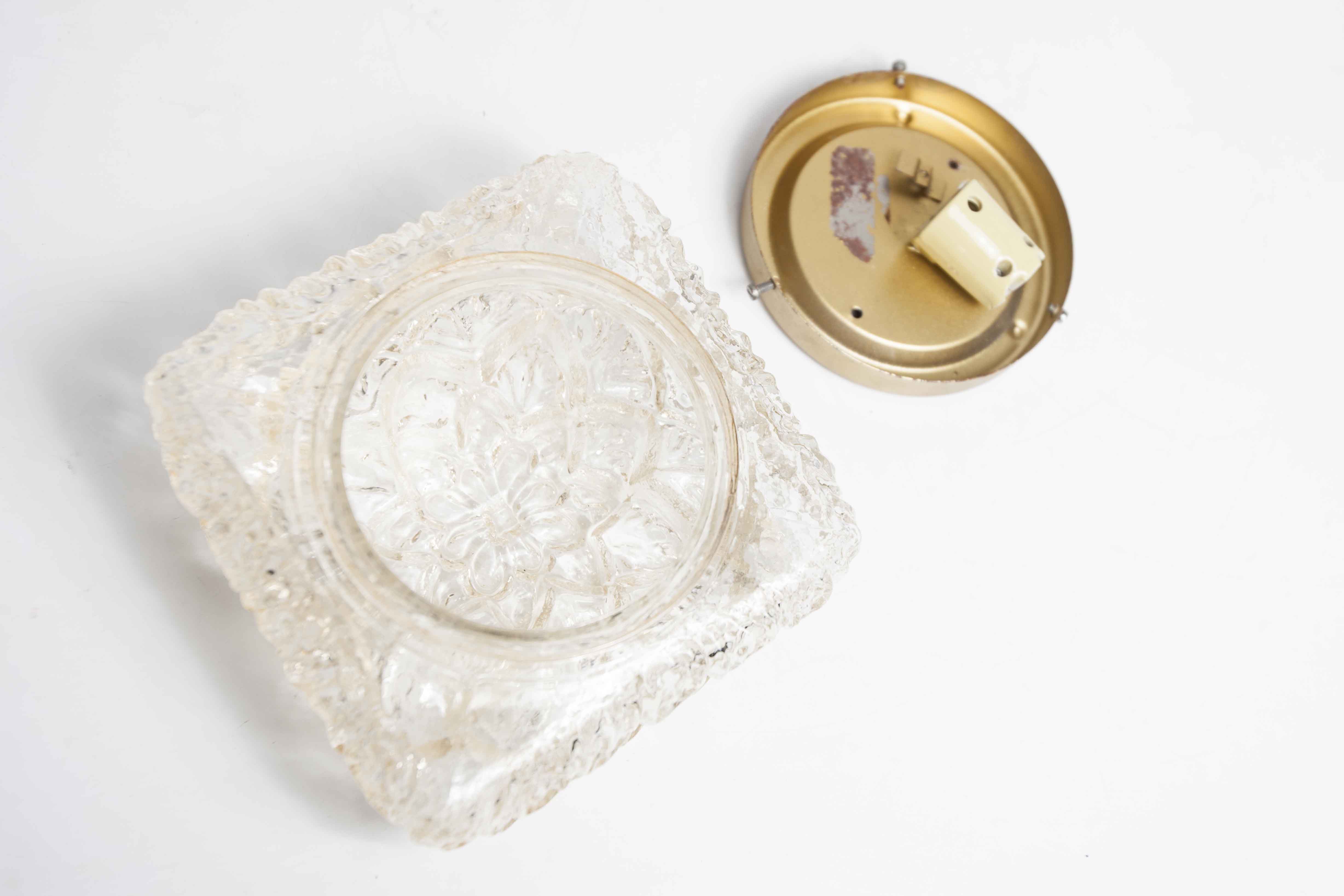 Gold floral glass ceiling light 1960