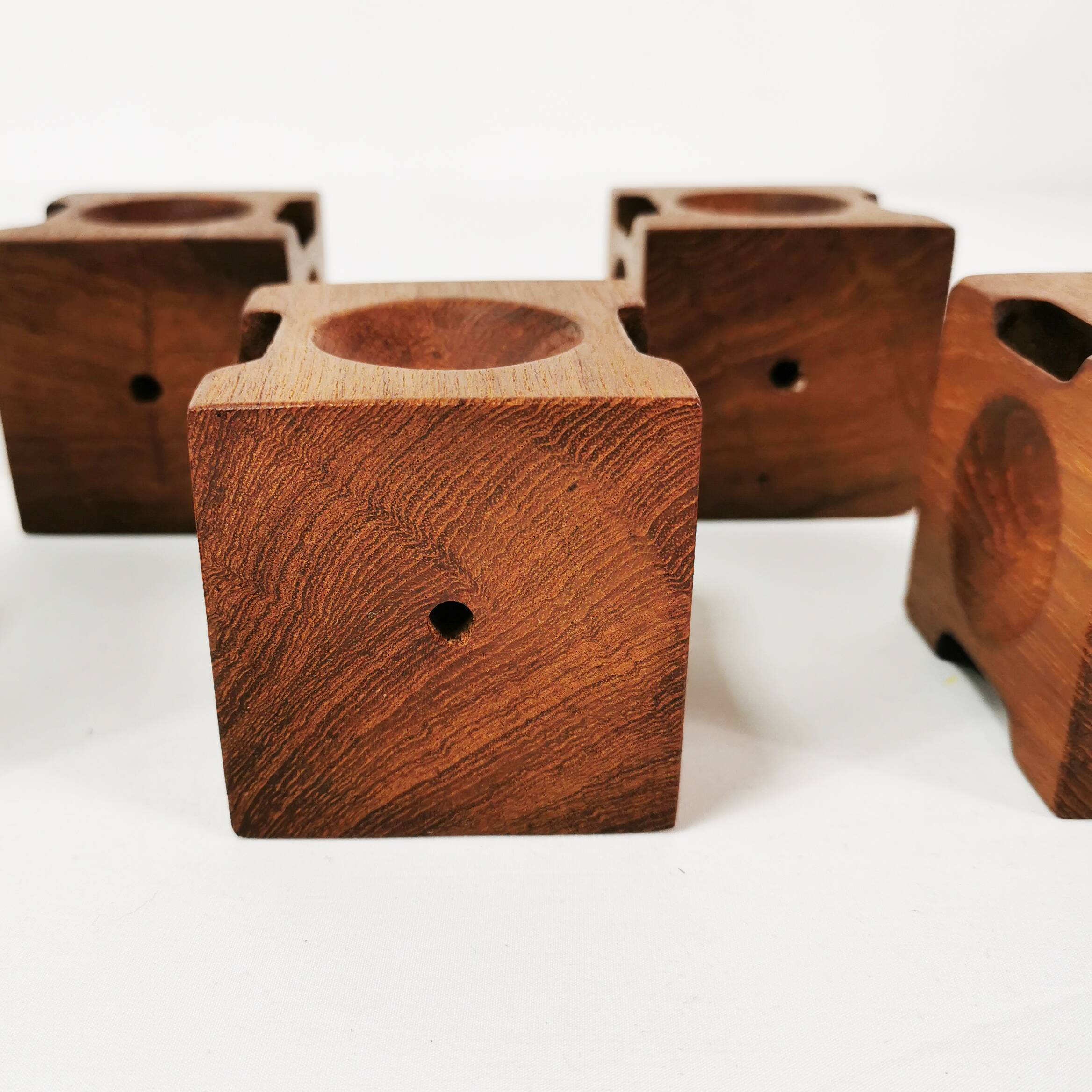 Mid Century Modular Teak Candlesticks, Denmark, 1960s