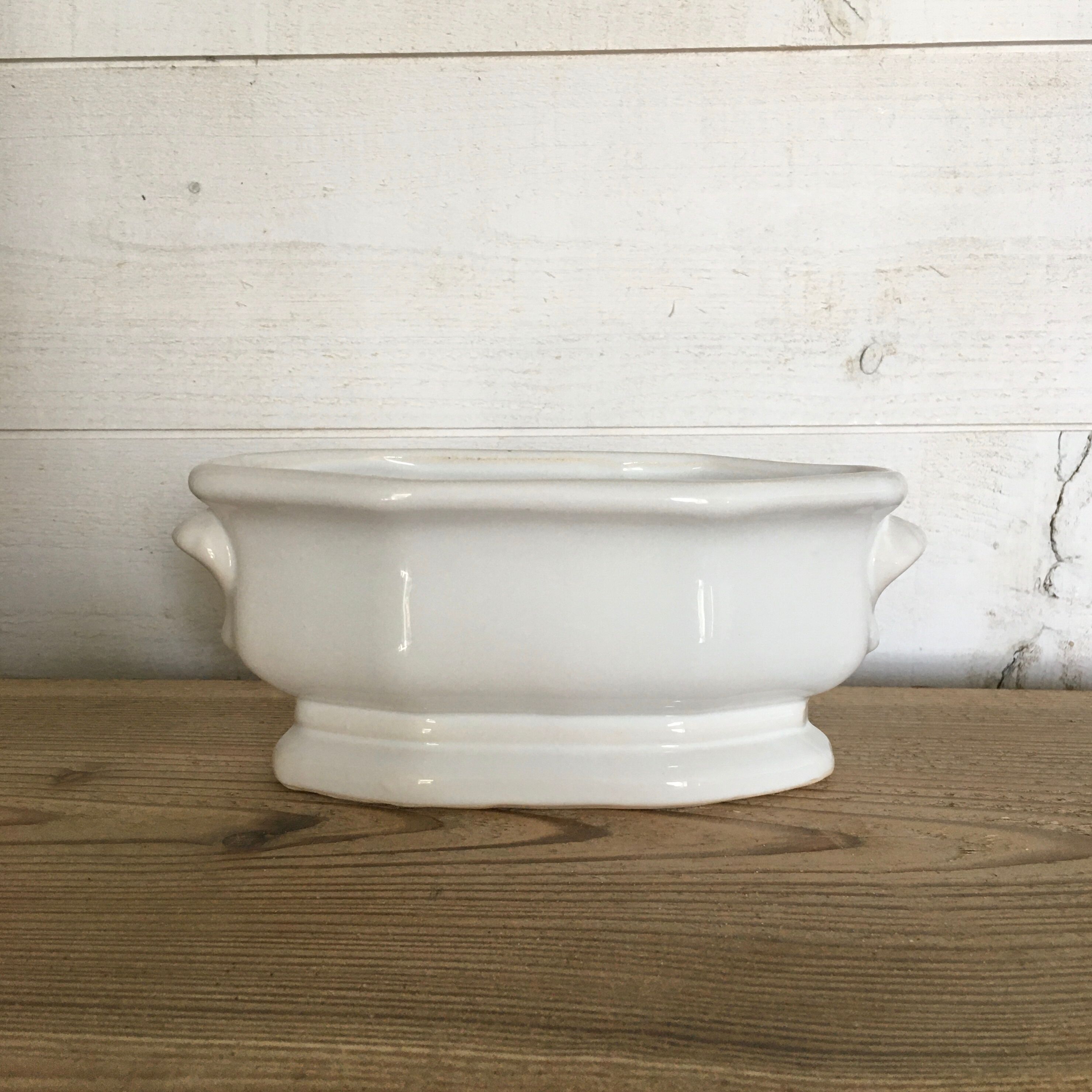 White earthenware planter